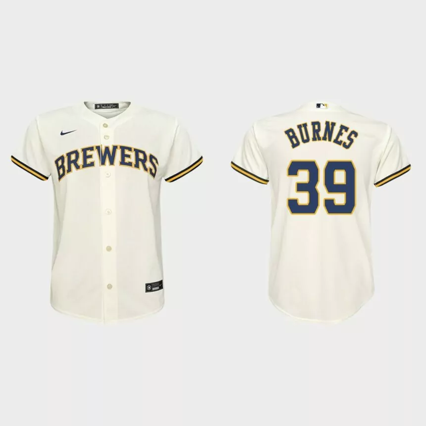 Youth Milwaukee Brewers #39 Corbin Burnes Cream Replica Home Jersey