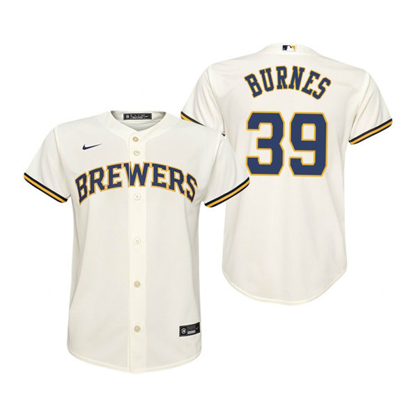 Youth Milwaukee Brewers #39 Corbin Burnes Nike Cream Home Jersey
