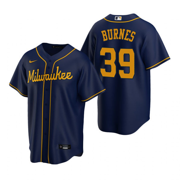 Youth Milwaukee Brewers #39 Corbin Burnes Nike Navy Alternate Jersey