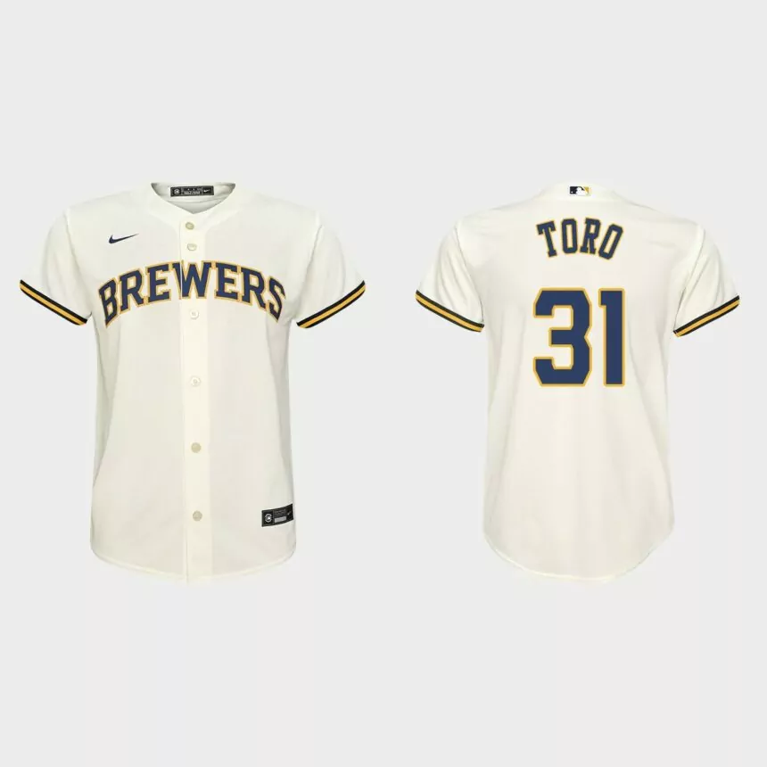 Youth Milwaukee Brewers Abraham Toro Cream Replica Home Jersey
