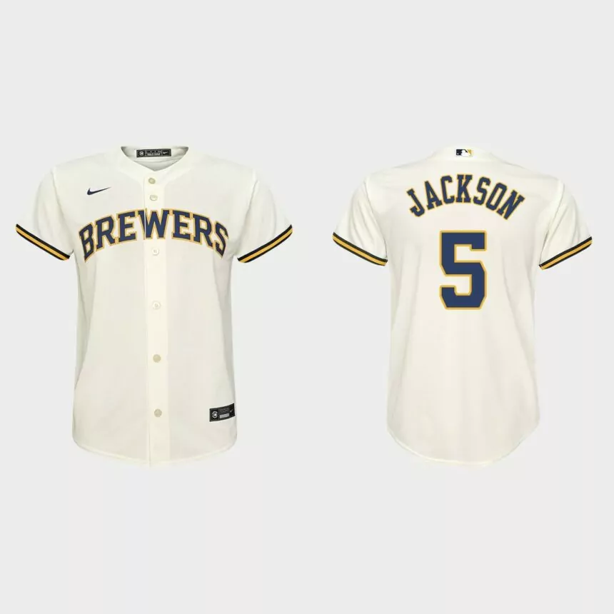 Youth Milwaukee Brewers Alex Jackson Cream Replica Home Jersey
