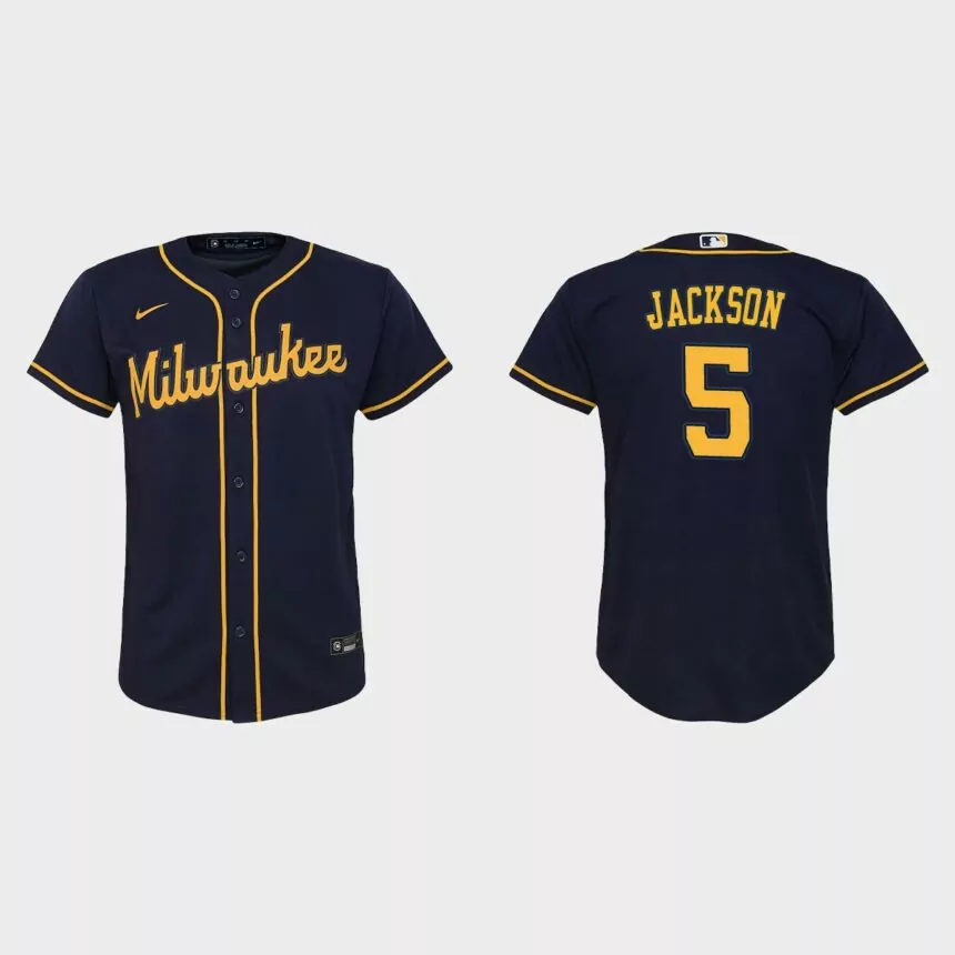Youth Milwaukee Brewers Alex Jackson Navy Replica Jersey