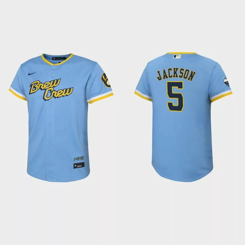 Youth Milwaukee Brewers Alex Jackson Powder Blue 2022 City Connect Replica Jersey