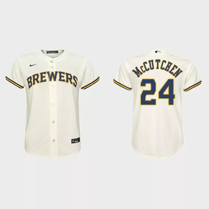 Youth Milwaukee Brewers Andrew McCutchen Cream Replica Home Jersey