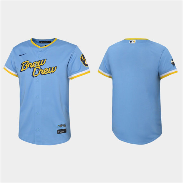 Youth Milwaukee Brewers Blank Powder Blue 2022 City Connect Team Jersey