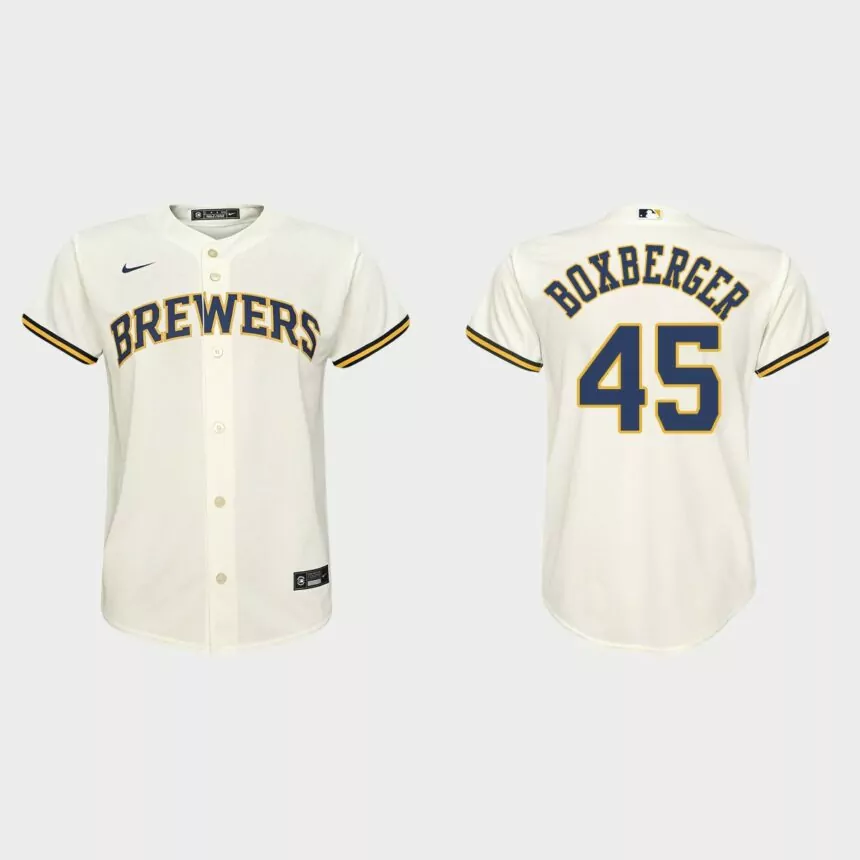 Youth Milwaukee Brewers Brad Boxberger Cream Replica Home Jersey