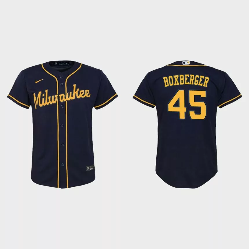 Youth Milwaukee Brewers Brad Boxberger Navy Replica Jersey