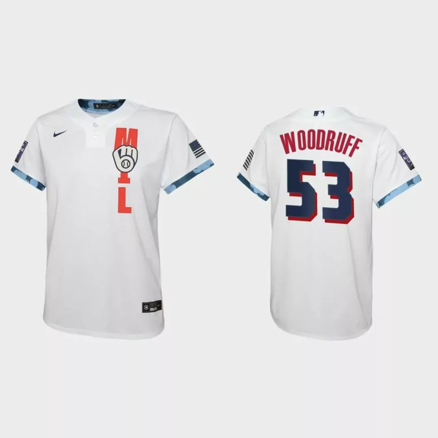 Youth Milwaukee Brewers Brandon Woodruff White 2021 MLB All-Star Game Jersey