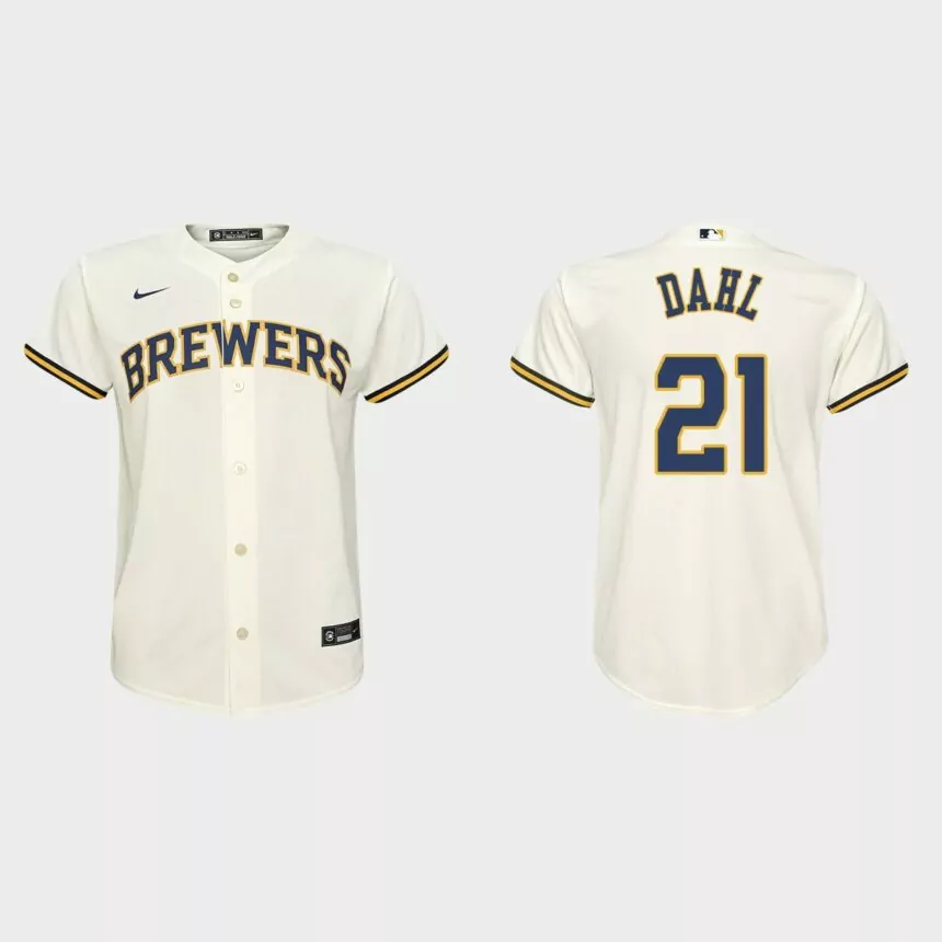 Youth Milwaukee Brewers David Dahl Cream Replica Home Jersey