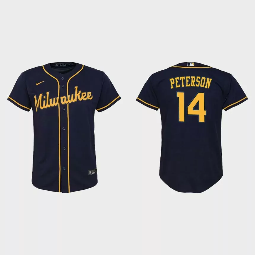 Youth Milwaukee Brewers Jace Peterson Navy Replica Jersey