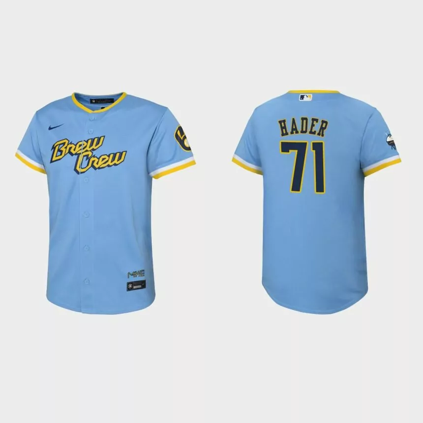 Youth Milwaukee Brewers Josh Hader Powder Blue 2022 City Connect Replica Jersey