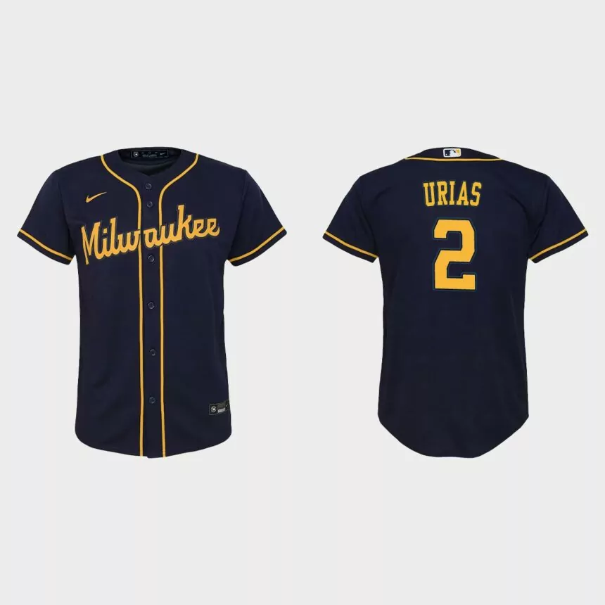 Youth Milwaukee Brewers Luis Urias Navy Replica Jersey