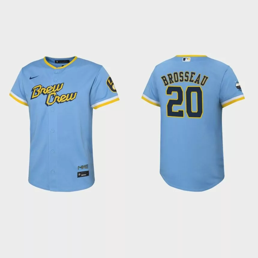 Youth Milwaukee Brewers Mike Brosseau Powder Blue 2022 City Connect Replica Jersey