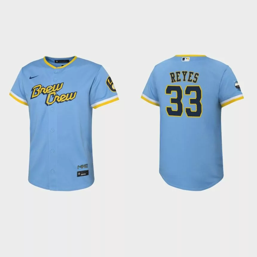 Youth Milwaukee Brewers Pablo Reyes Powder Blue 2022 City Connect Replica Jersey