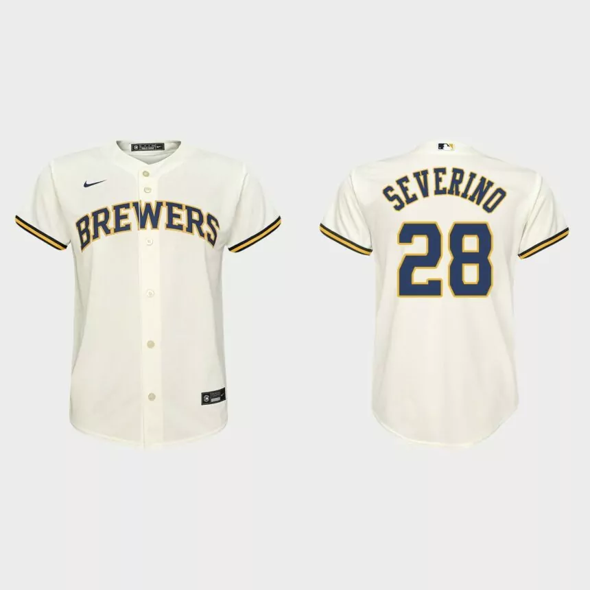 Youth Milwaukee Brewers Pedro Severino Cream Replica Home Jersey