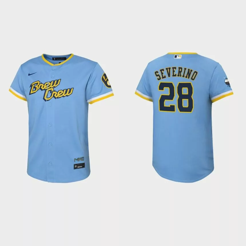 Youth Milwaukee Brewers Pedro Severino Powder Blue 2022 City Connect Replica Jersey