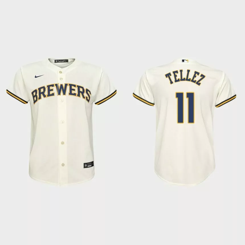Youth Milwaukee Brewers Rowdy Tellez Cream Replica Home Jersey