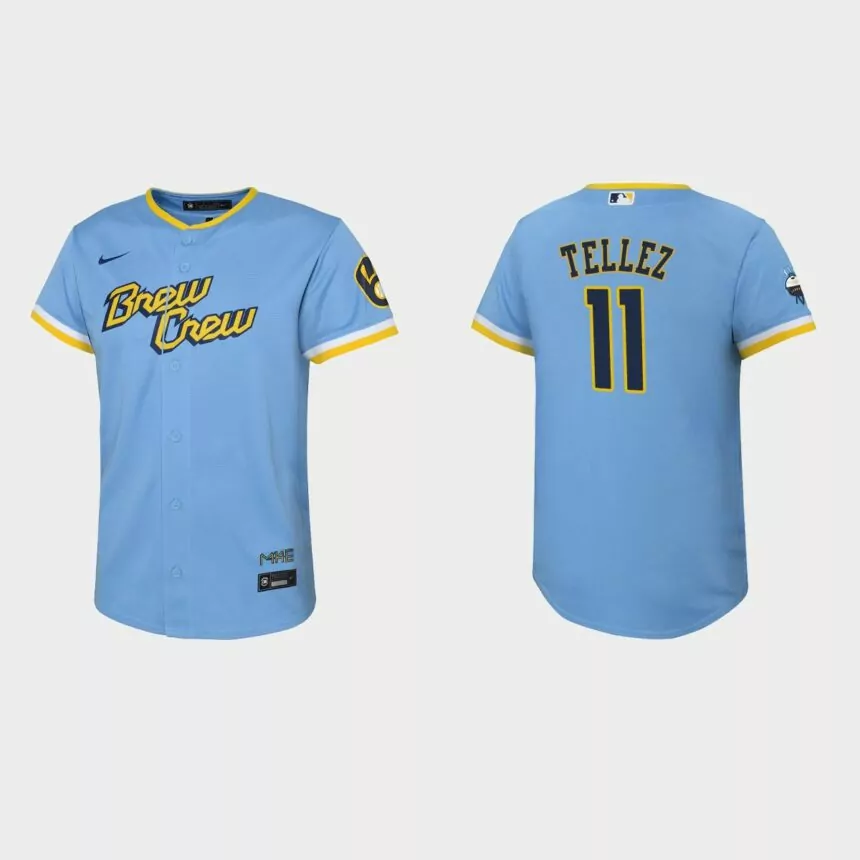 Youth Milwaukee Brewers Rowdy Tellez Powder Blue 2022 City Connect Replica Jersey