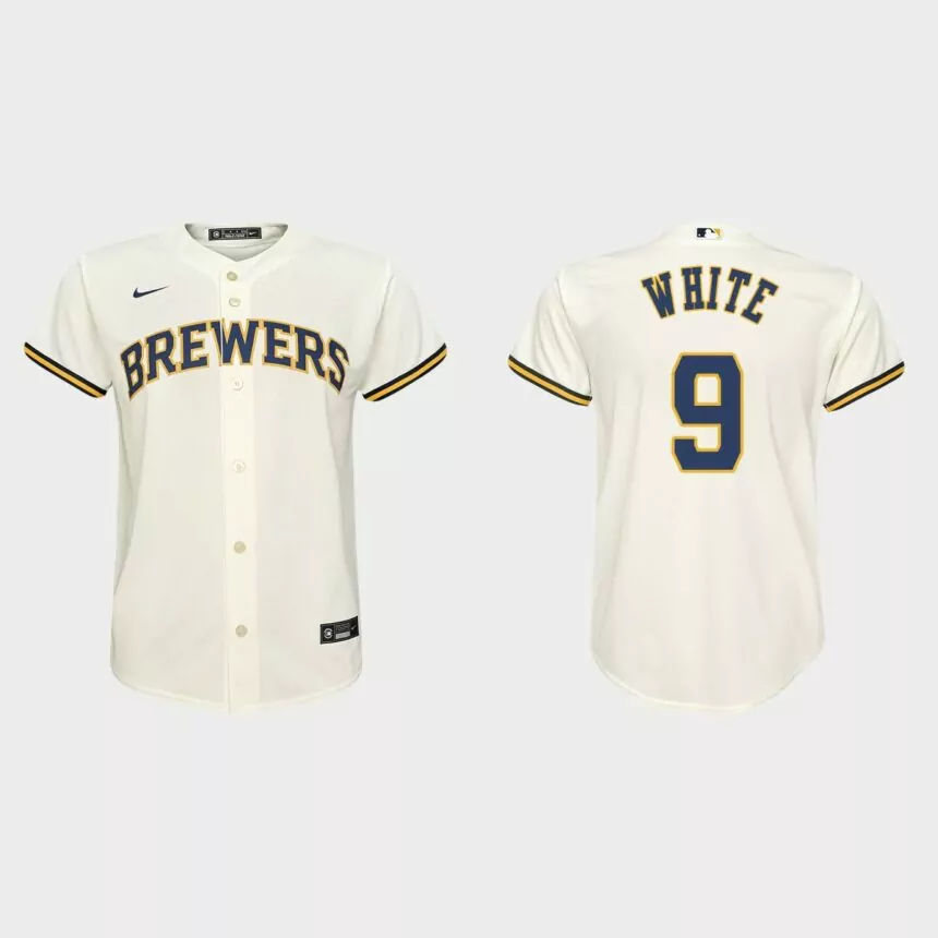 Youth Milwaukee Brewers Tyler White Cream Replica Home Jersey