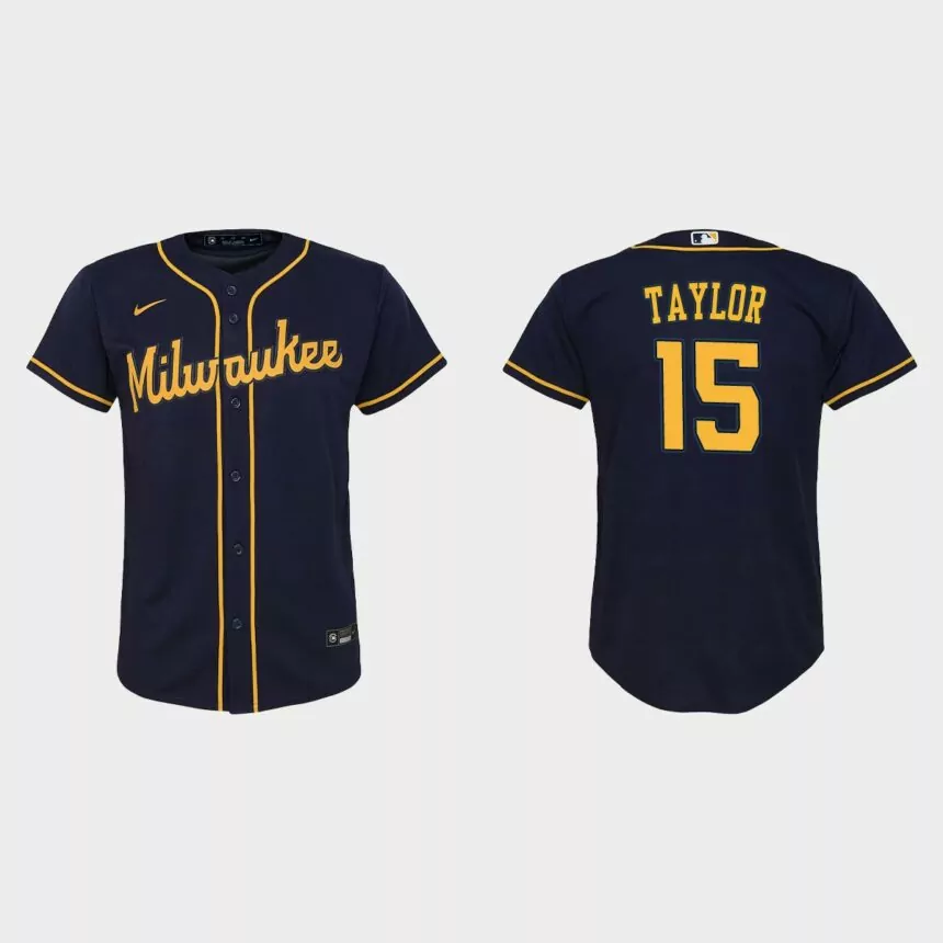 Youth Milwaukee Brewers Tyrone Taylor Navy Replica Jersey