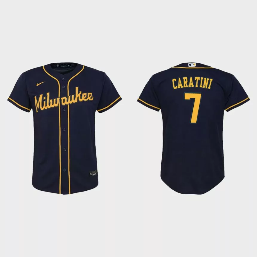 Youth Milwaukee Brewers Victor Caratini Navy Replica Jersey