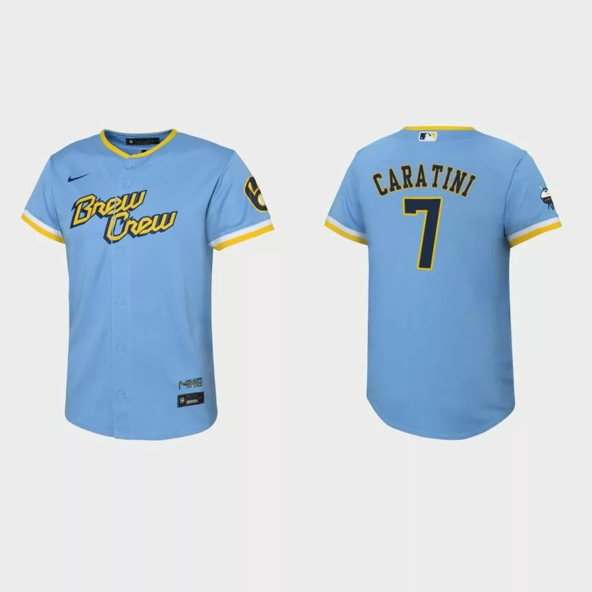 Youth Milwaukee Brewers Victor Caratini Powder Blue 2022 City Connect Replica Jersey