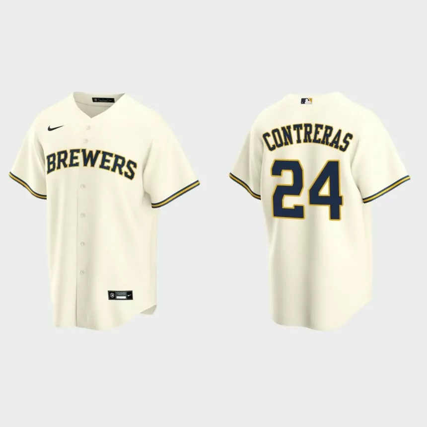 Youth Milwaukee Brewers William Contreras Cream Replica Home Jersey