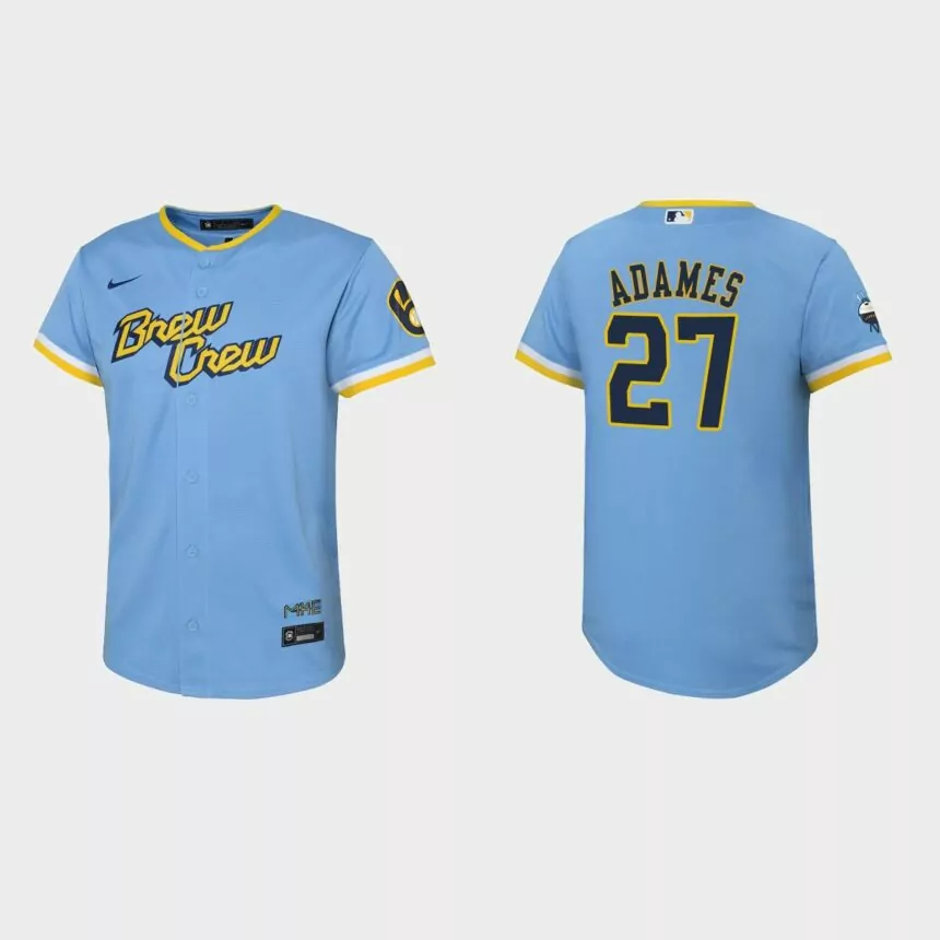 Youth Milwaukee Brewers Willy Adames Powder Blue 2022 City Connect Replica Jersey