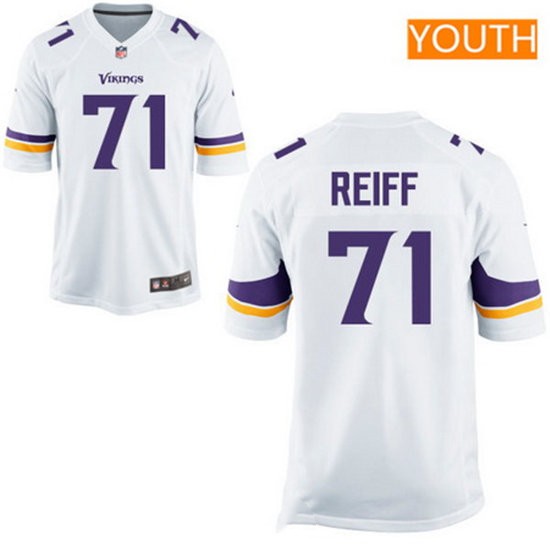 Youth Minnesota Vikings #71 Riley Reiff Nike Game Road White NFL Jersey