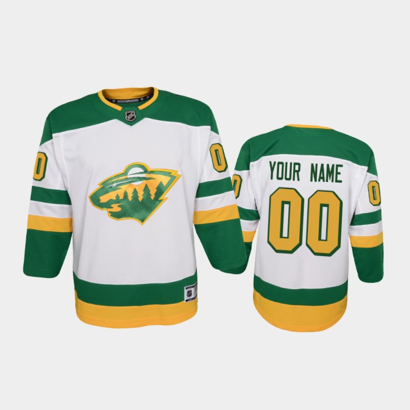 Youth Minnesota Wild Custom 2021 White Adidas NHL REVERSE RETRO JERSEYS Stitched