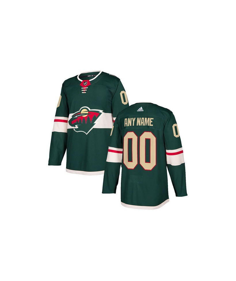 Youth Minnesota Wild Custom Stitched adidas Green Home Jersey Stitched