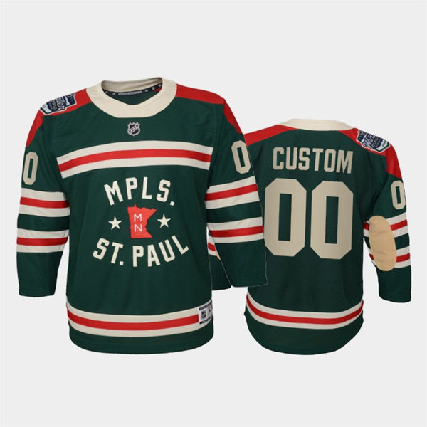 Youth Minnesota Wild Custom adidas Green 2022 Winter Classic State of Hockey Jersey Stitched