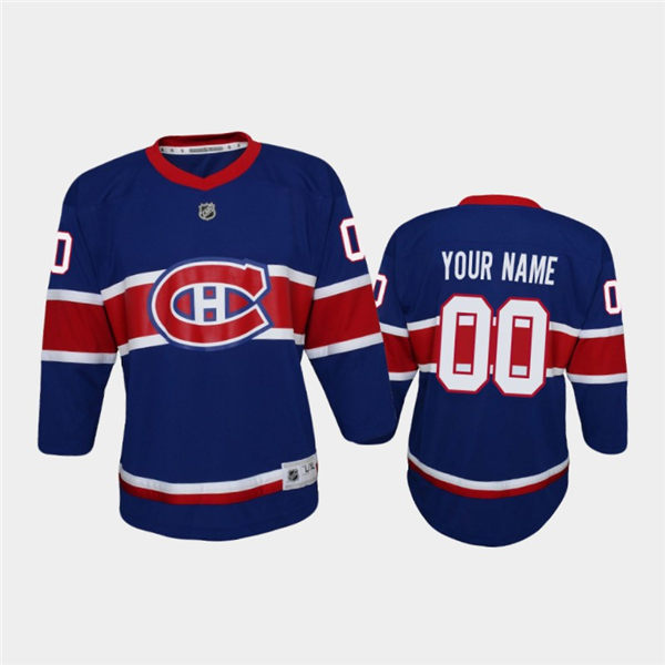 Youth Montreal Canadiens Custom adidas Royal 2020-21 Special Edition Reverse Retro Jersey Stitched