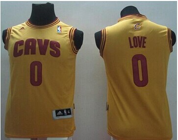 Youth NBA Revolution 30 Cavaliers #0 Kevin Love Gold Stitched Jersey