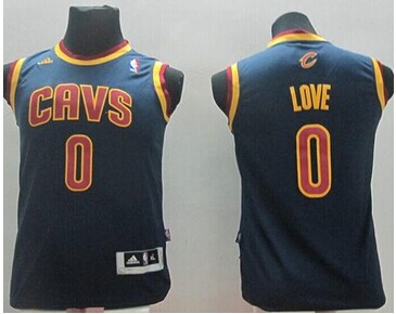 Youth NBA Revolution 30 Cavaliers #0 Kevin Love Navy Blue Stitched Jersey
