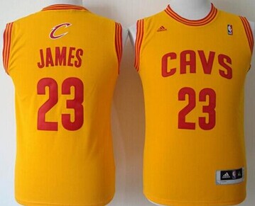 Youth NBA Revolution 30 Cavaliers #23 LeBron James Gold Stitched Jersey