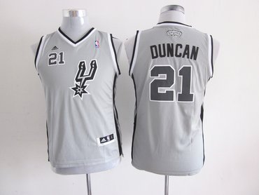Youth NBA San Antonio Spurs 21 Tim Duncan Grey Jerseys