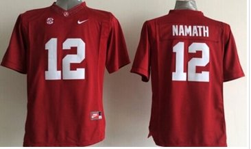 Youth NCAA Crimson Tide #12 Joe Namath Red Stitched Jersey