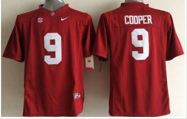 Youth NCAA Crimson Tide #9 Amari Cooper Red SEC Patch Stitched Jersey