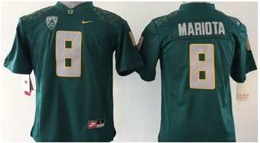 Youth NCAA Ducks #8 Marcus Mariota Dark Green Stitched Jersey