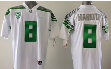 Youth NCAA Ducks #8 Marcus Mariota White Stitched Jersey
