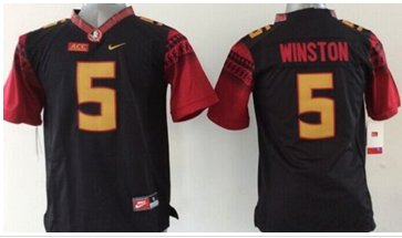 Youth NCAA Seminoles #5 Jameis Winston Black Limited Stitched Jersey