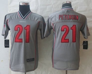 Youth NEW Arizona Cardicals #21 Patrick Peterson Grey Vapor Elite Jerseys