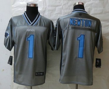 Youth NEW Carolina Panthers 1 Cam Newton Grey Vapor Elite Jerseys