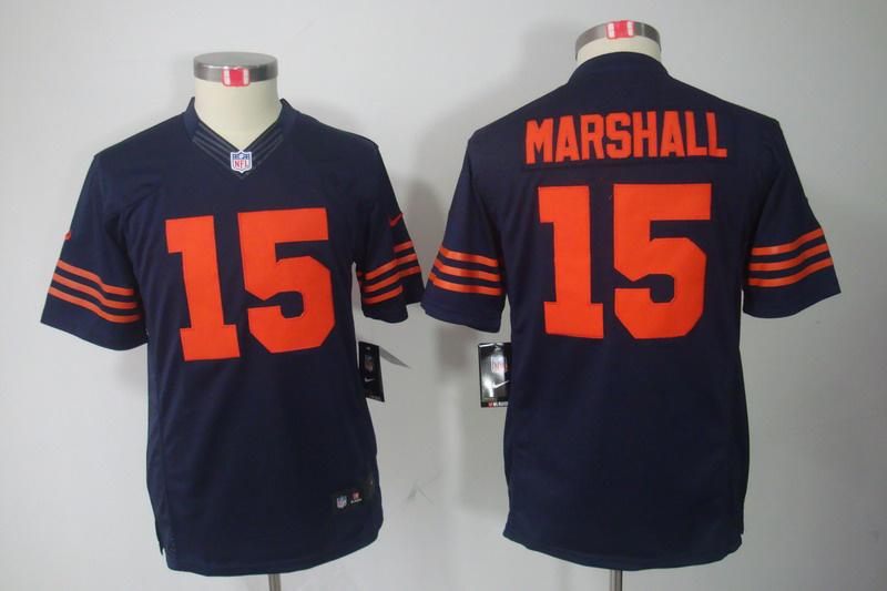 Youth NEW Chicago Bears 15 Brandon Marshall Blue Jerseys(orange number)