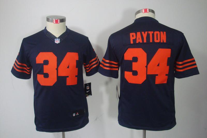 Youth NEW Chicago Bears 34 Walter Payton Blue Jerseys(orange number)