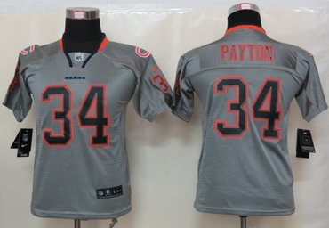 Youth NEW Chicago Bears 34 Walter Payton Lights Out Grey Elite Jerseys