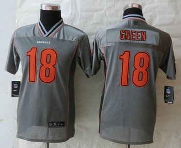 Youth NEW Cincinnati Bengals 18 A.J.Green Grey Vapor Elite Jerseys