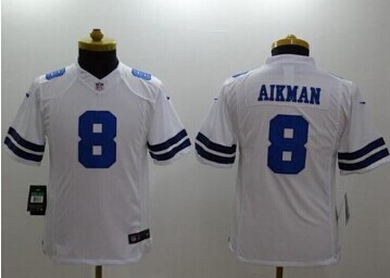 Youth NEW Cowboys #8 Troy Aikman White NFL Limited Jersey