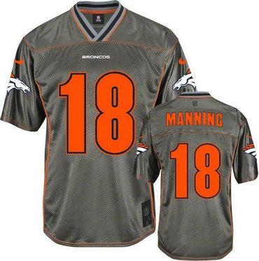 Youth NEW Denver Broncos #18 Peyton Manning Grey Vapor Elite Jerseys